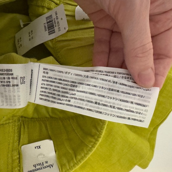 NWT Abercrombie & Fitch Linen Blend Shorts Size XL Pleated High Rise Resort - Picture 7 of 12